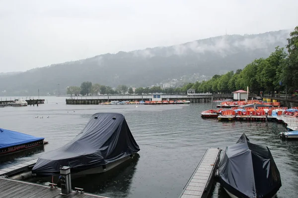 Bodensee Und Boote Bregenz Bei Regen — Stockfoto