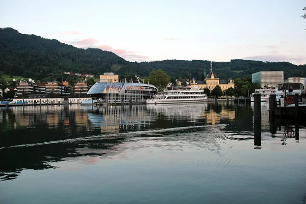 Pelabuhan Bregenz Dengan Kapal Kapal Besar — Stok Foto