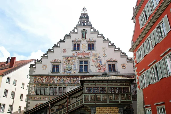 Konstanz Gölü Bodensee Almanya Adanın Merkezinde Lindau Eski Belediye Binası — Stok fotoğraf