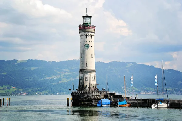 Lindauer Hafen Mit Leuchtturm Bodensee Deutschland — Stockfoto