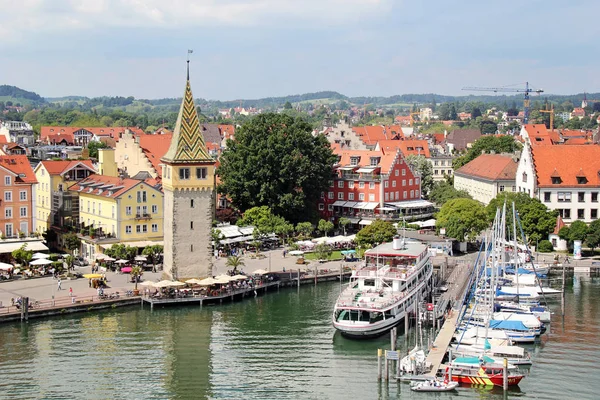 Güzel Lindau Port limanında, Konstanz Gölü, Bodensee, Almanya