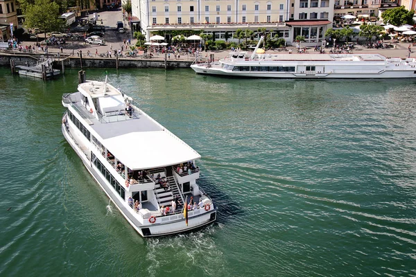 Schip Lindau Poort Bodensee Duitsland — Stockfoto