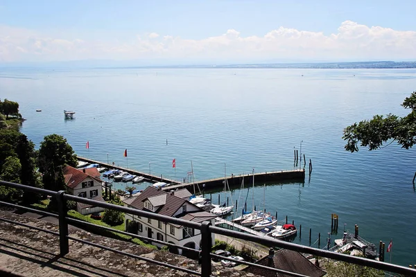 Puerto Meersburg Con Barcos —  Fotos de Stock