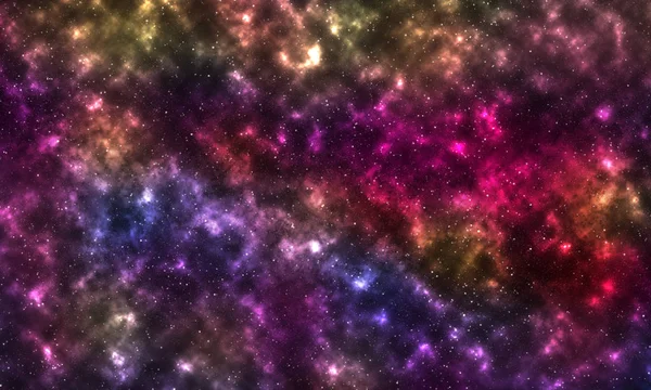 Abstract black, purple, red, orange and yellow universe saturated background
