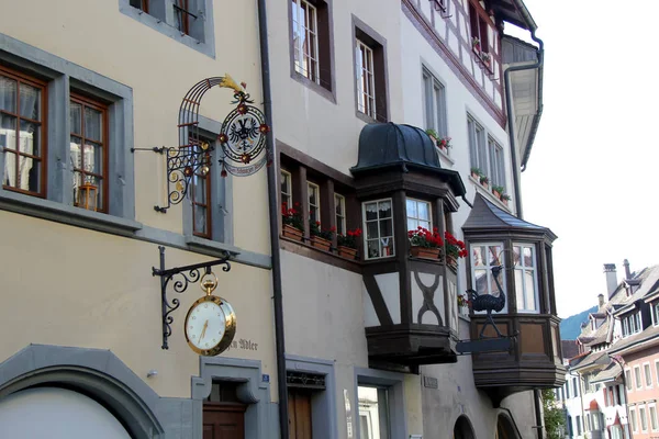 Hermosas Ventanas Stein Rhein Medieval Suiza —  Fotos de Stock