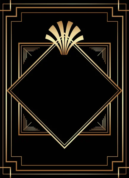 Desain Frame Gaya Gatsby Geometrik Deko Gaya - Stok Vektor