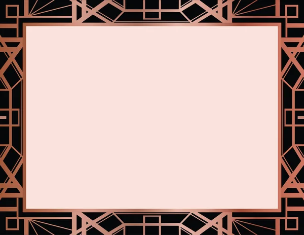 Geometric Rose Gold Gatsby Desain Perbatasan Gaya Deco - Stok Vektor