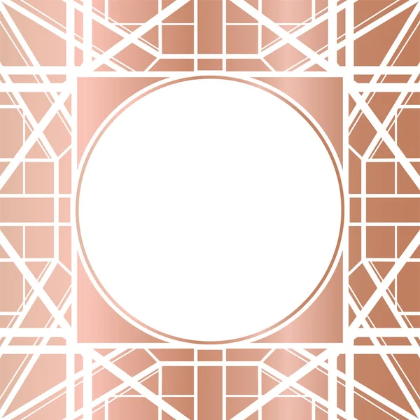 Desain Bingkai Gaya Deko Seni Emas Mawar Geometrik - Stok Vektor