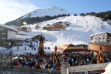 Lech, Austria - 03 04 2018: Ski Piste in Lech, Austria