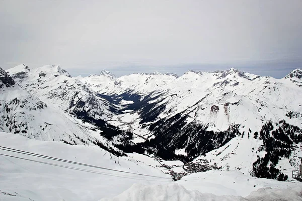 Valey Alpen Met Dorp Van Lech — Stockfoto