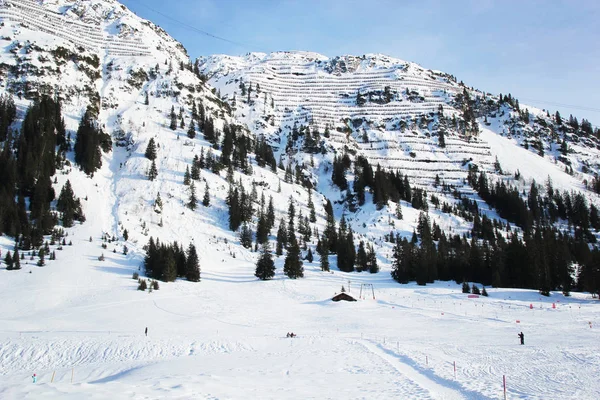 Piste Kayak Lech Arlberg Dağ Kışın Gidiyorum — Stok fotoğraf