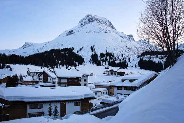 Vista Estación Esquí Lech Austria — Foto de Stock