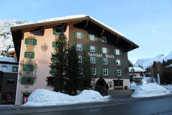 Lech Österreich 2018 Traditionelles Almhaus Skigebiet Lech Österreich — Stockfoto