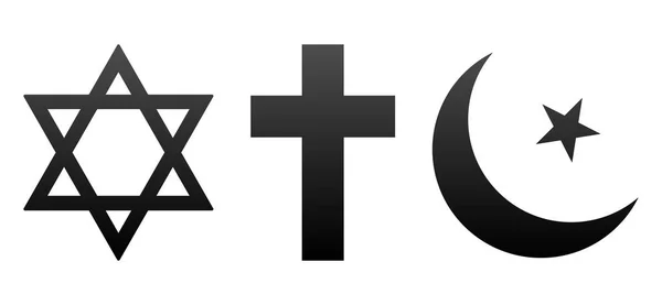 David Christian Cross Half Moon Muzułmańskich Ikony — Wektor stockowy