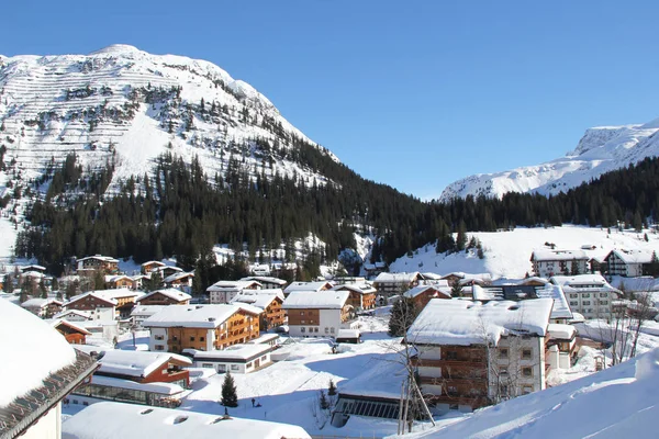 Veduta Lech Arlberg Inverno — Foto Stock