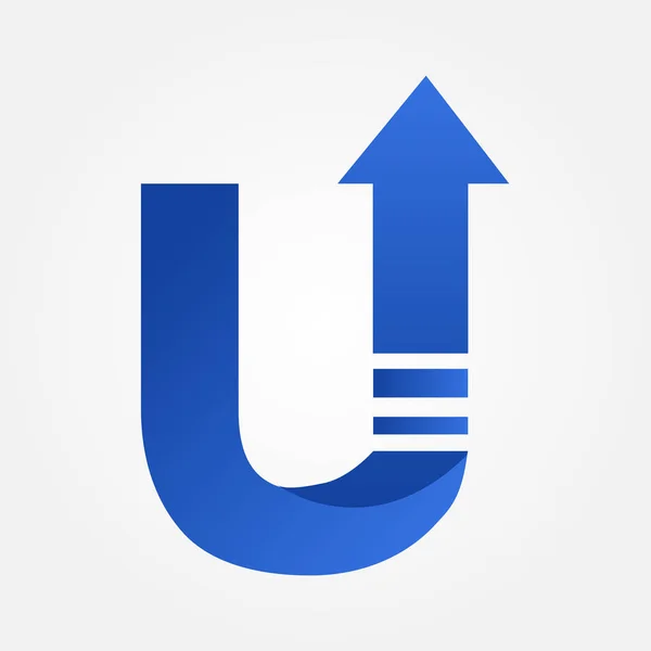 Logotipo de letra U con flecha hacia arriba — Vector de stock