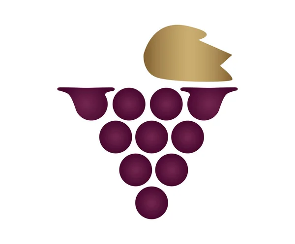 V letter Logo with Grape and Wine — Stock Vector