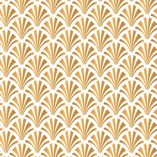 Art Deco blanco y oro Shell Gatsby Patrón de diseño de fondo — Archivo Imágenes Vectoriales