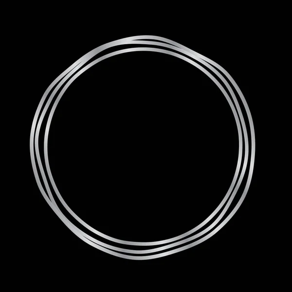 Plantilla elegante del logotipo redondo del círculo de plata o marco fronterizo en Bla — Archivo Imágenes Vectoriales