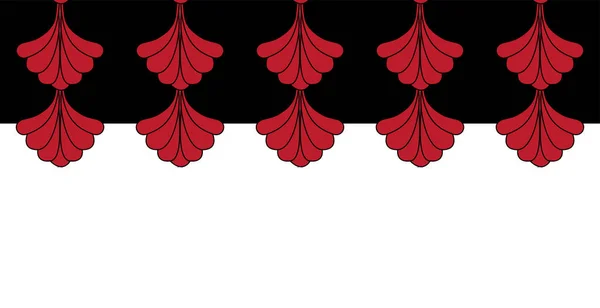 Geométrica Gatsby Art Deco Red Border Frame Horizontal Repita Pat — Vetor de Stock