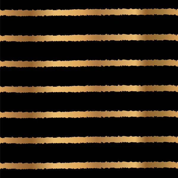 Gold Stripe Design de padrão sem costura em fundo preto — Vetor de Stock