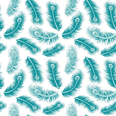 Teal Feather Desen Tasarım Arka Plan