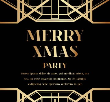 Lüks Noel veya Xmas Art Deco davetiye tasarım