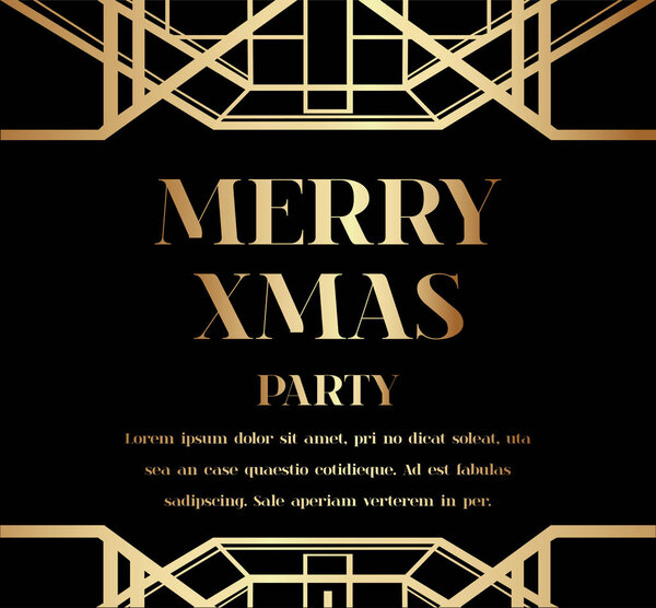 Luxury Christmas or Xmas Art Deco Invitation Design