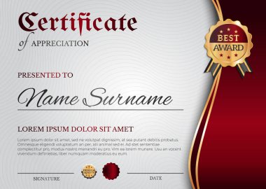 Modern Kırmızı Stilde Sertifika Diploma Şablonu