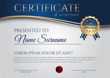 Certificate Diploma Template in Modern Blue Style clipart