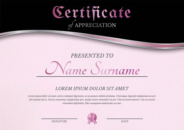 Modelo moderno de Diploma de Certificado Rosa —  Vetores de Stock