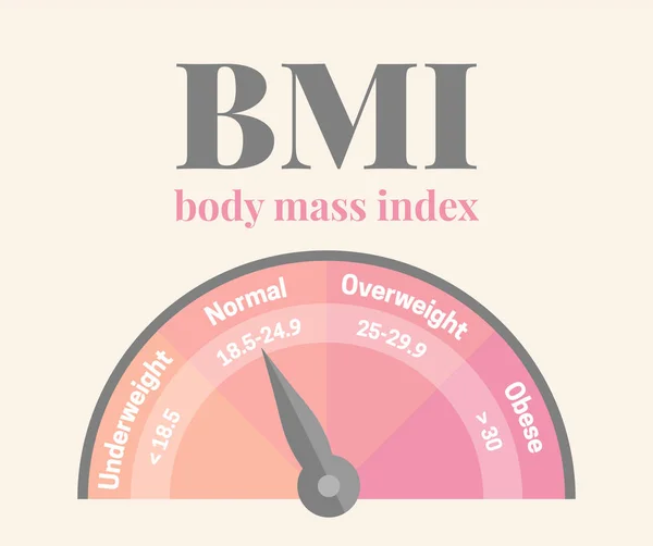 Bmi Vücut Kitle İndeksi Kadınsı Pembe İnfografik Vektör Illustratio — Stok Vektör