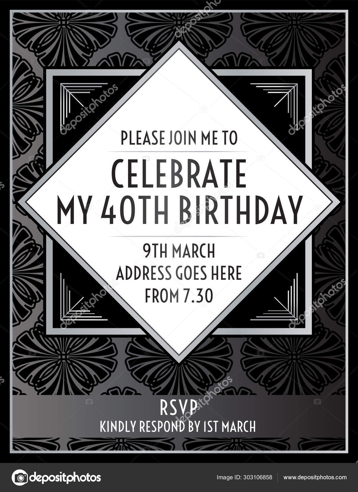 Black and White Gatsby Art Deco Print Frame Design Stock Vector Image