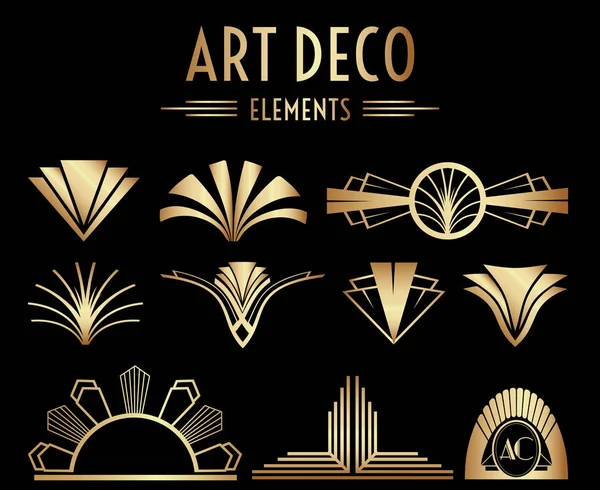 Γεωμετρική Gatsby Art Deco Διακόσμηση ή στοιχεία διακόσμησης — Διανυσματικό Αρχείο