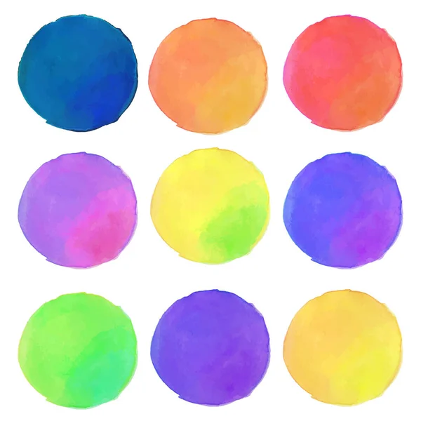 Conjunto de círculos de color redondo de acuarela — Vector de stock
