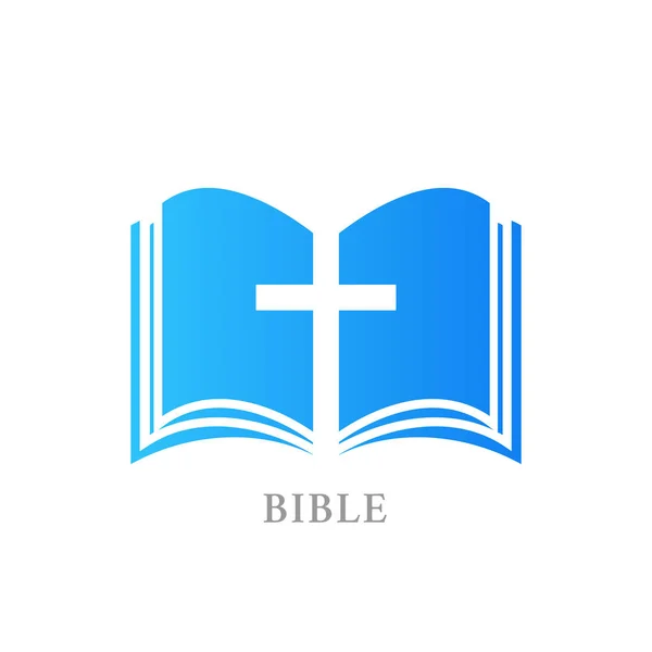 Bibel ikon med kors isolerad — Stock vektor