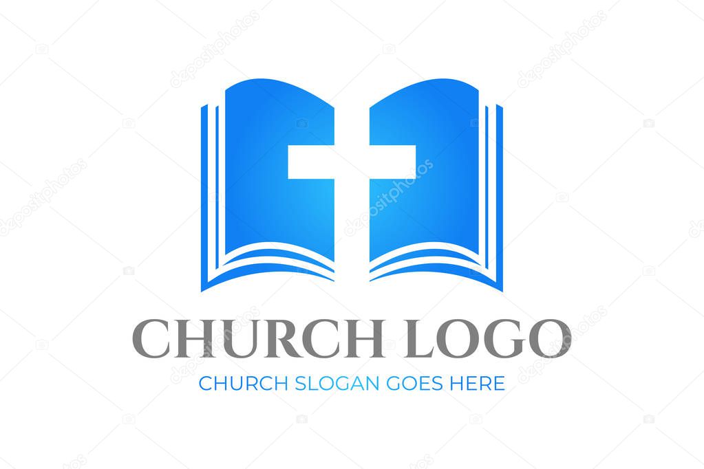 Church Logo Design with Bible and Cross