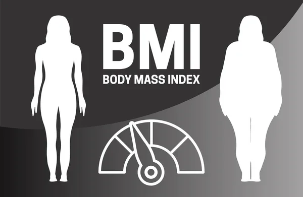 Bmi Infografía Ilustración Vectorial Con Silueta Femenina — Vector de stock