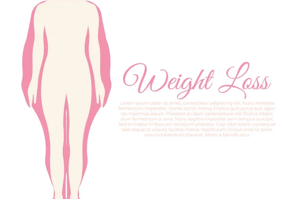 Fogyás Női Pink Infographic Vektoros Illusztráció Woman Silhouette — Stock Vector