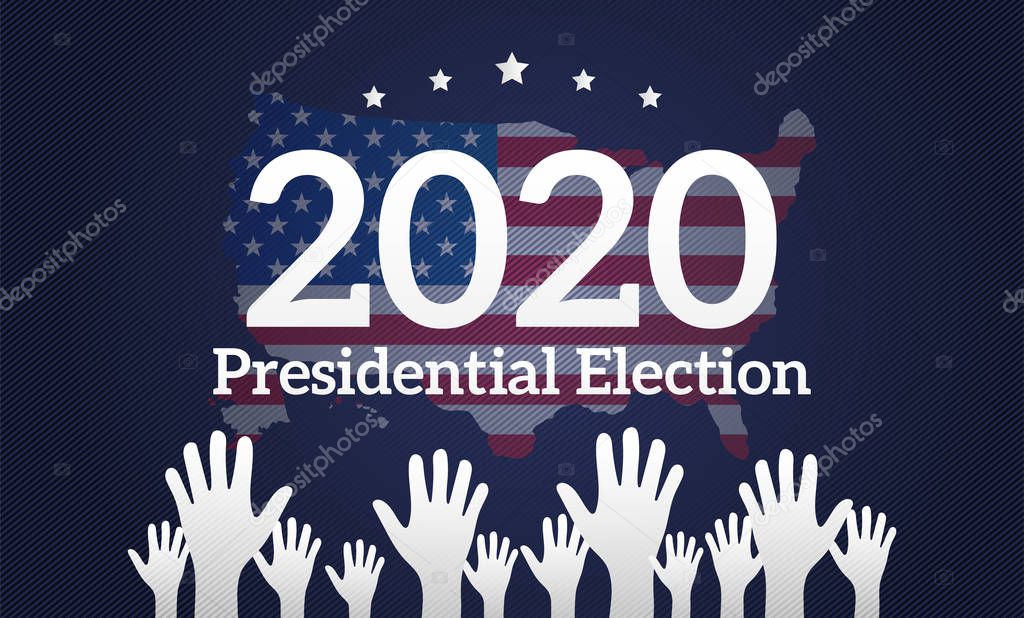Presidential Election 2020 Dark Blue Background Illustration wit