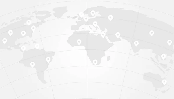 Weltkarte Vektor Illustration Design mit Location Pins — Stockvektor
