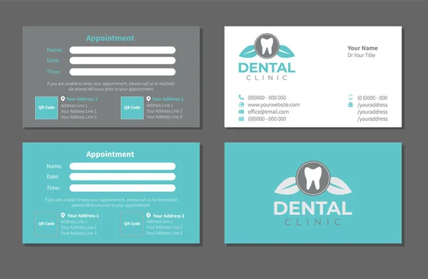 Set Plantillas Tarjeta Visita Para Dentistas — Vector de stock