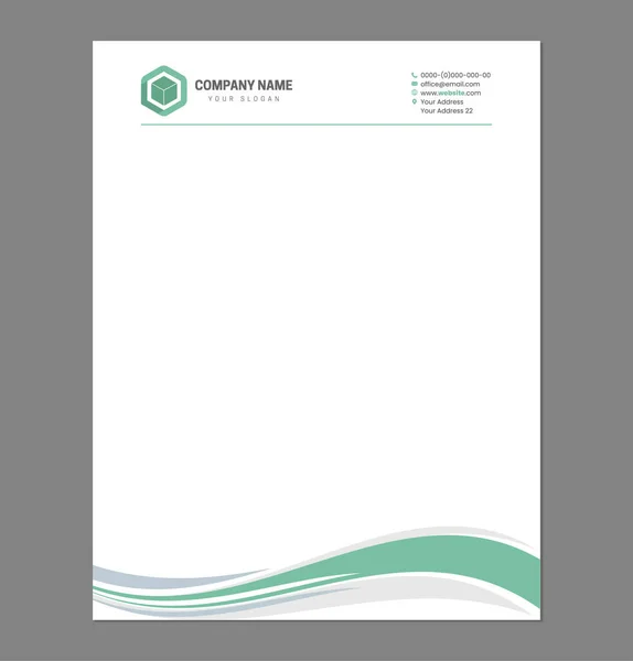 Modelo Papel Timbrado Agradável Verde Para Impressão Com Logotipo Quadrado — Vetor de Stock