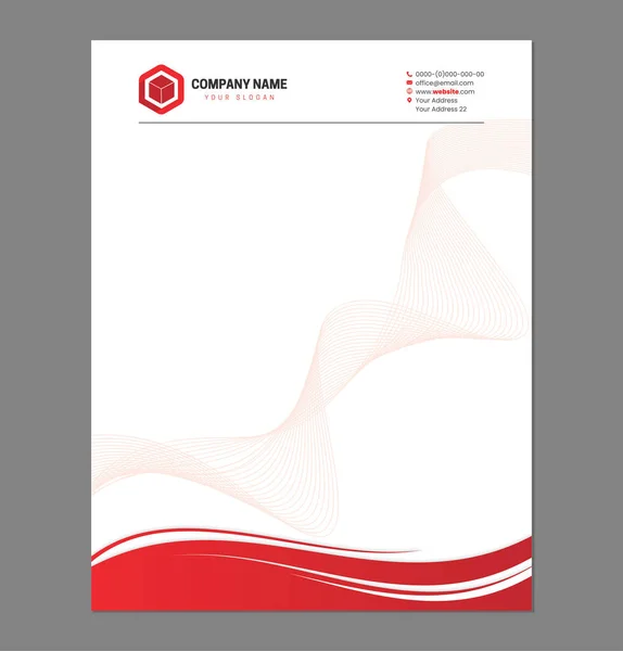 Modèle Papier Tête Affaires Rouge Pour Imprimer Avec Logo — Image vectorielle