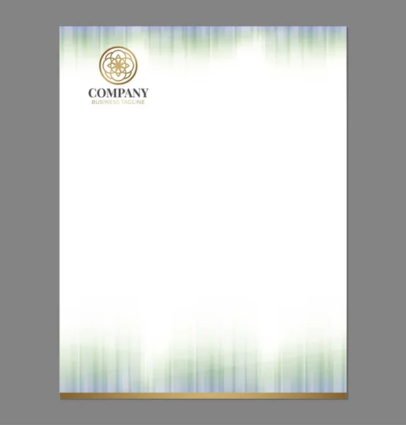 Modelo Papel Timbrado Verde Dourado Com Logotipo Flor — Vetor de Stock