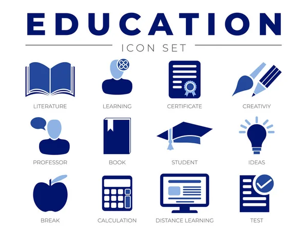教育学校图标集 创造力 远程测试图标 — 图库矢量图片