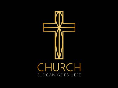 Cross 'lu zarif Hıristiyan Kilisesi logosu 