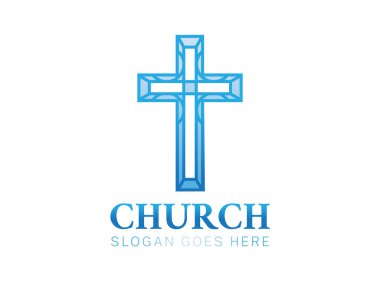 Cross 'lu Mavi Crhristian Kilisesi logosu 