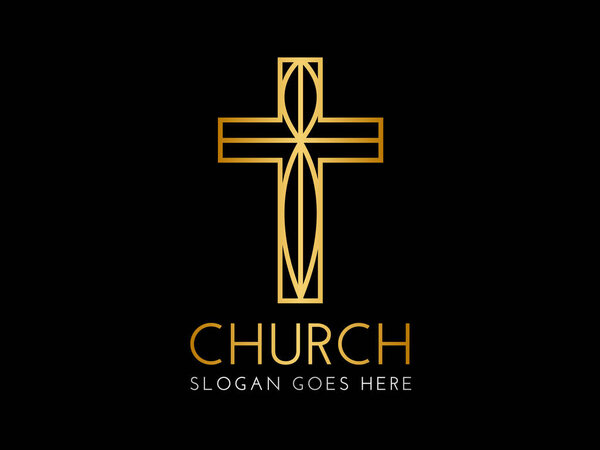 Elegant Christian Church Logo with Cross 