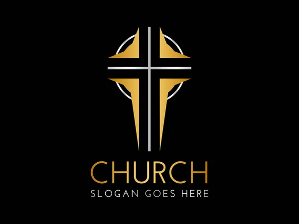 Християнська Церква Лого Хрестом — стоковий вектор